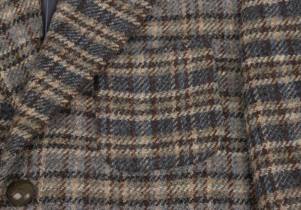 Karl Helmut Wool Crazy Check Tailored Beige Multi Jacket Size S