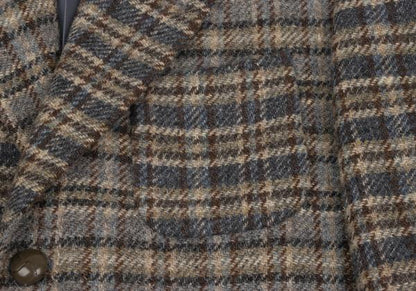 Karl Helmut Wool Crazy Check Tailored Beige Multi Jacket Size S