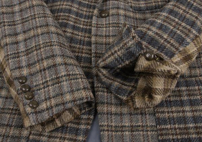 Karl Helmut Wool Crazy Check Tailored Beige Multi Jacket Size S