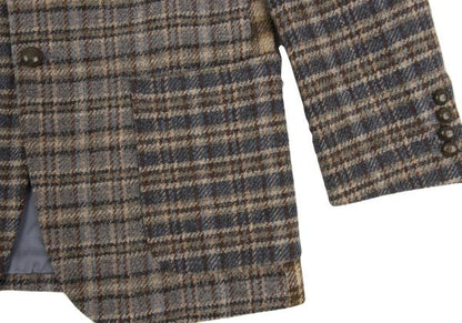 Karl Helmut Wool Crazy Check Tailored Beige Multi Jacket Size S