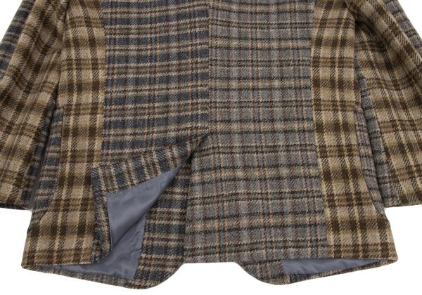 Karl Helmut Wool Crazy Check Tailored Beige Multi Jacket Size S