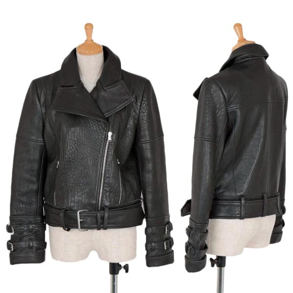 CARVEN Lamb Leather Rider's Jacket Black Size 38