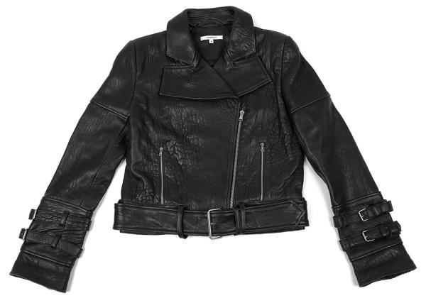 CARVEN Lamb Leather Rider's Jacket Black Size 38
