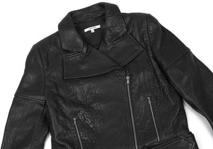 CARVEN Lamb Leather Rider's Jacket Black Size 38