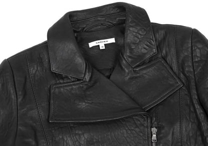CARVEN Lamb Leather Rider's Jacket Black Size 38