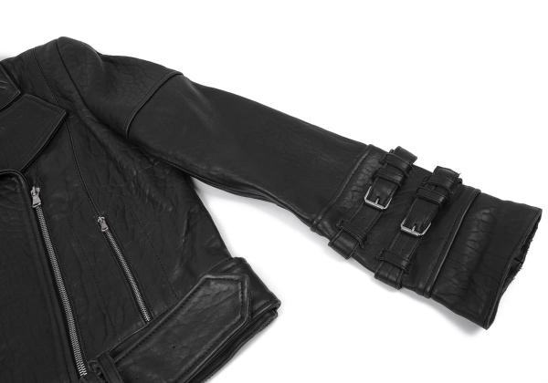CARVEN Lamb Leather Rider's Jacket Black Size 38