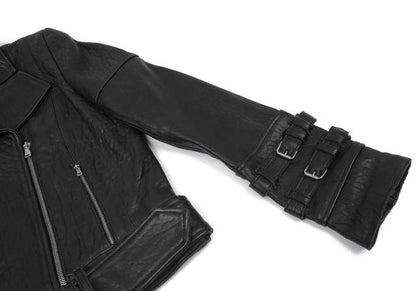 CARVEN Lamb Leather Rider's Jacket Black Size 38
