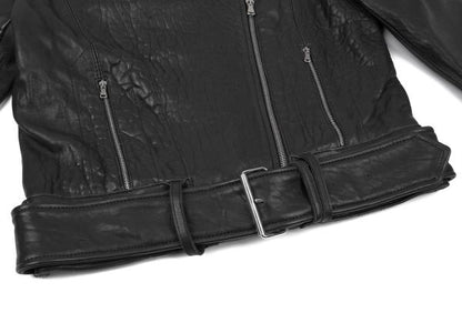 CARVEN Lamb Leather Rider's Jacket Black Size 38