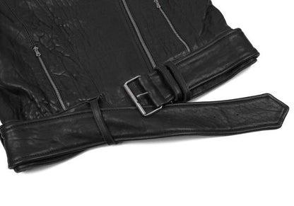 CARVEN Lamb Leather Rider's Jacket Black Size 38