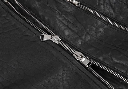 CARVEN Lamb Leather Rider's Jacket Black Size 38