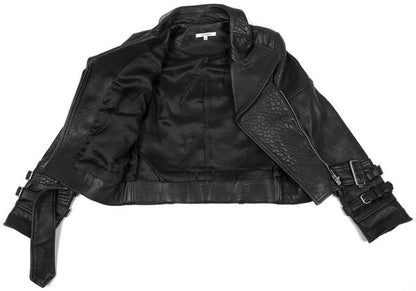 CARVEN Lamb Leather Rider's Jacket Black Size 38