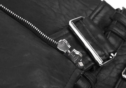 CARVEN Lamb Leather Rider's Jacket Black Size 38
