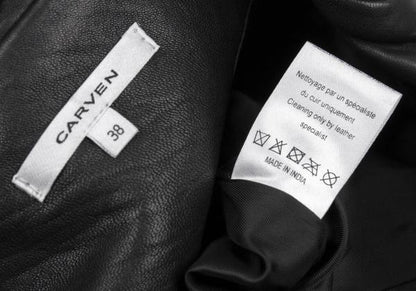 CARVEN Lamb Leather Rider's Jacket Black Size 38