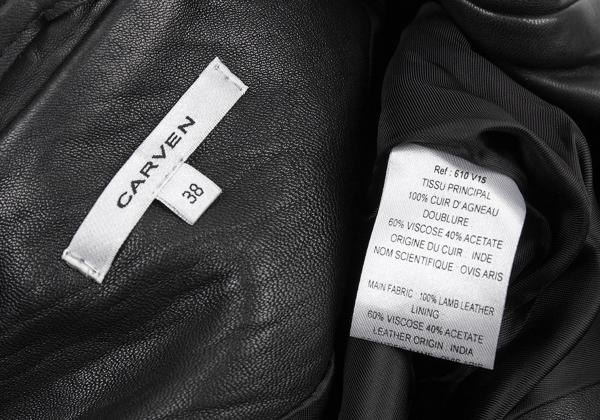 CARVEN Lamb Leather Rider's Jacket Black Size 38