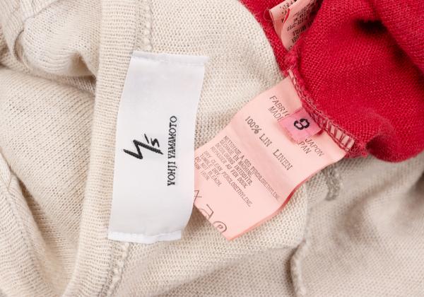 Y's for men Dyed Linen Short Sleeve T-Shirt Beige Size 3