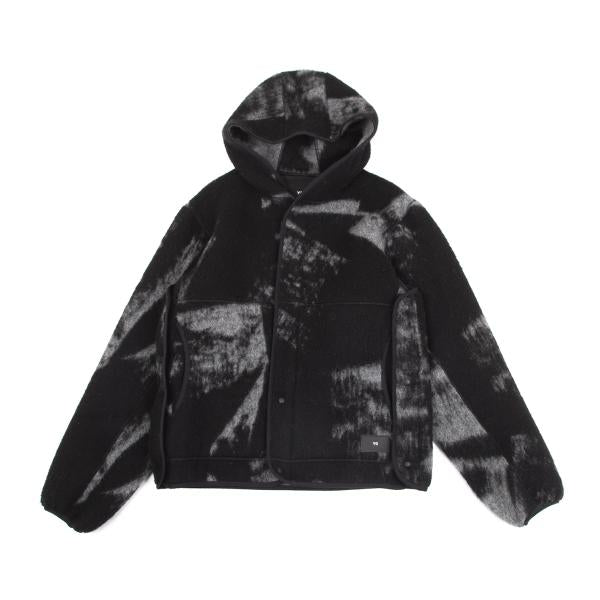 Y-3 23AW Fuzzy Fleece Hooded Jacket Black/Gray Size S
