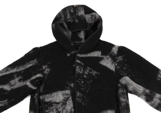 Y-3 23AW Fuzzy Fleece Hooded Jacket Black/Gray Size S