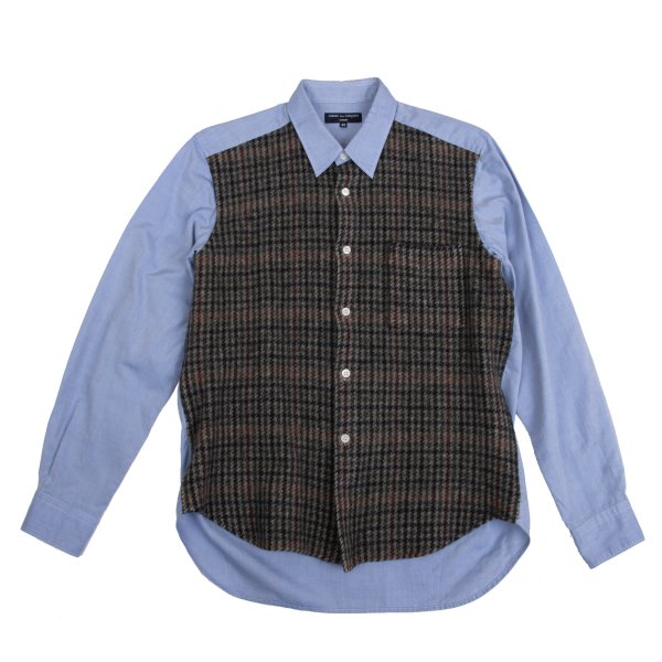 COMME des GARCONS HOMME Shrunken Panel Shirt Blue Size SS