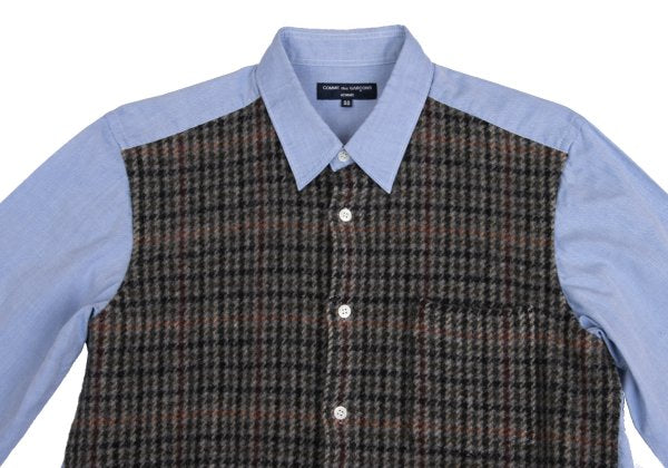 COMME des GARCONS HOMME Shrunken Panel Shirt Blue Size SS