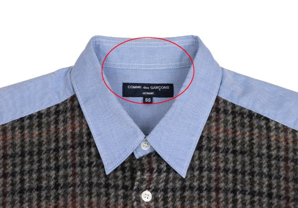 COMME des GARCONS HOMME Shrunken Panel Shirt Blue Size SS
