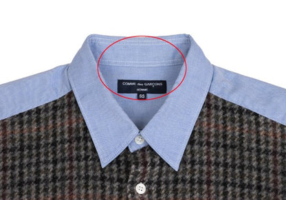 COMME des GARCONS HOMME Shrunken Panel Shirt Blue Size SS
