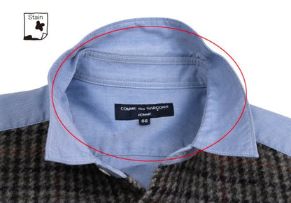COMME des GARCONS HOMME Shrunken Panel Shirt Blue Size SS