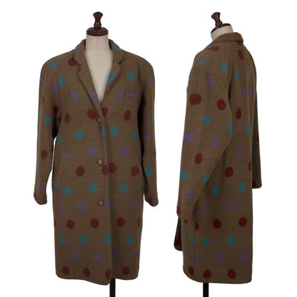 ISSEY SPORT Colorful Dot Knit Long Jacket Brown Size 9