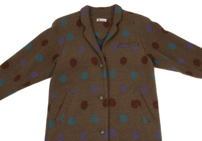 ISSEY SPORT Colorful Dot Knit Long Jacket Brown Size 9