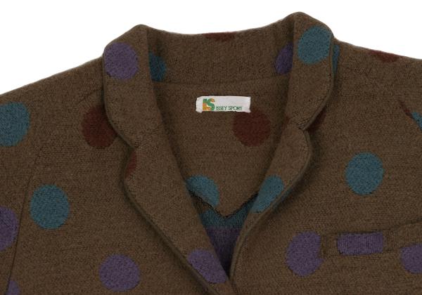 ISSEY SPORT Colorful Dot Knit Long Jacket Brown Size 9