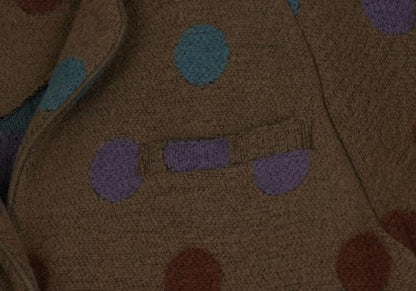 ISSEY SPORT Colorful Dot Knit Long Jacket Brown Size 9