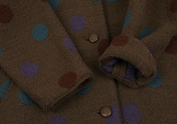 ISSEY SPORT Colorful Dot Knit Long Jacket Brown Size 9