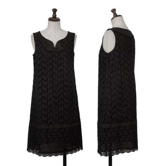 VIVIENNE TAM Cotton Leaf Lace Tunic Black Blouse
