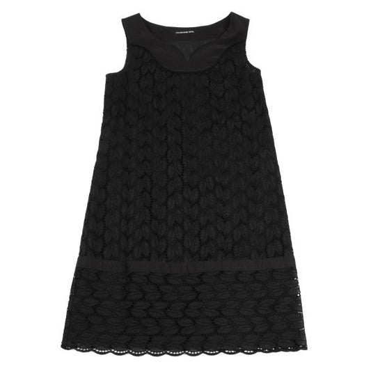 VIVIENNE TAM Cotton Leaf Lace Tunic Black Blouse