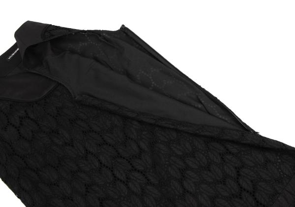 VIVIENNE TAM Cotton Leaf Lace Tunic Black Blouse