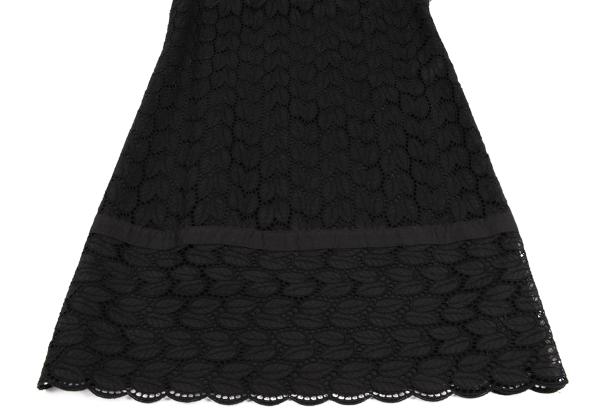 VIVIENNE TAM Cotton Leaf Lace Tunic Black Blouse