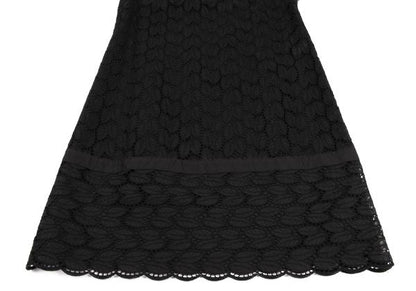 VIVIENNE TAM Cotton Leaf Lace Tunic Black Blouse
