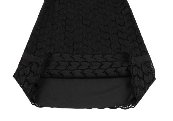 VIVIENNE TAM Cotton Leaf Lace Tunic Black Blouse