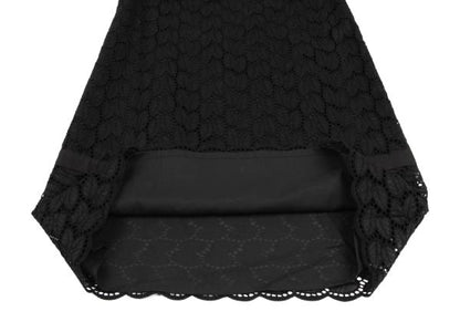 VIVIENNE TAM Cotton Leaf Lace Tunic Black Blouse