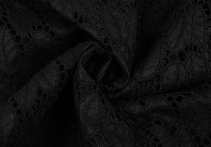 VIVIENNE TAM Cotton Leaf Lace Tunic Black Blouse