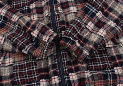 Papas Crazy Check Flannel Padded Jacket Navy Multi Size L