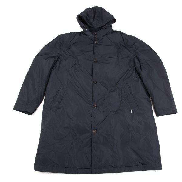 Papas Detachable Hood Long Down Coat Navy Size LL