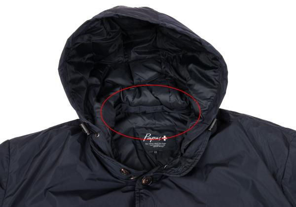 Papas Detachable Hood Long Down Coat Navy Size LL