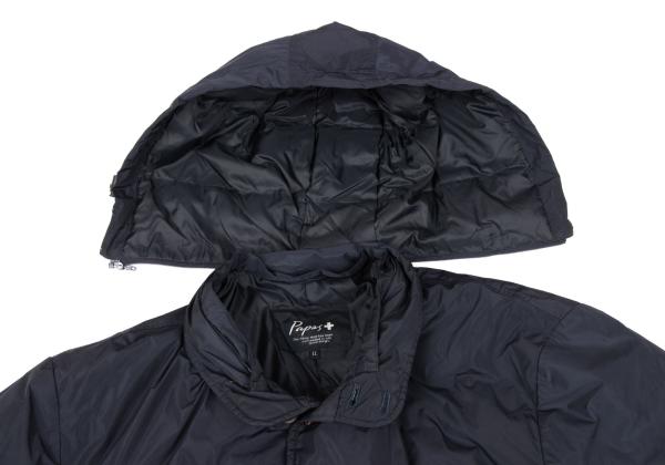 Papas Detachable Hood Long Down Coat Navy Size LL