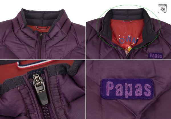 Papas Quilted Down Jacket w/ Inner Print Purple Size 50L