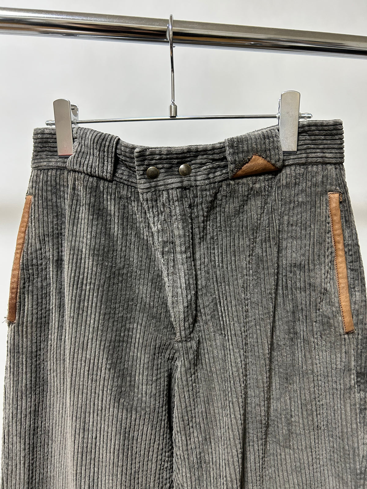 Italian Corduroy Trousers 80s Gray Size S