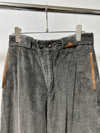 Italian Corduroy Trousers 80s Gray Size S
