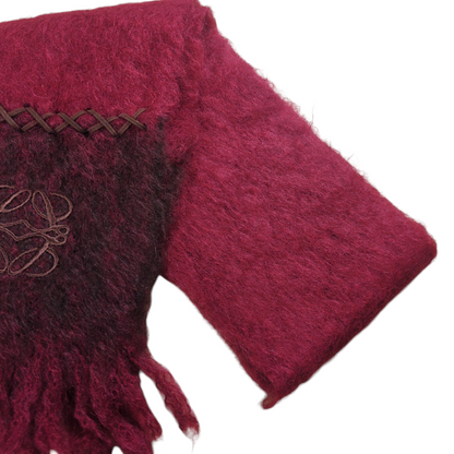 LOEWE Bordeaux Anagram Mohair Fringe Muffler
