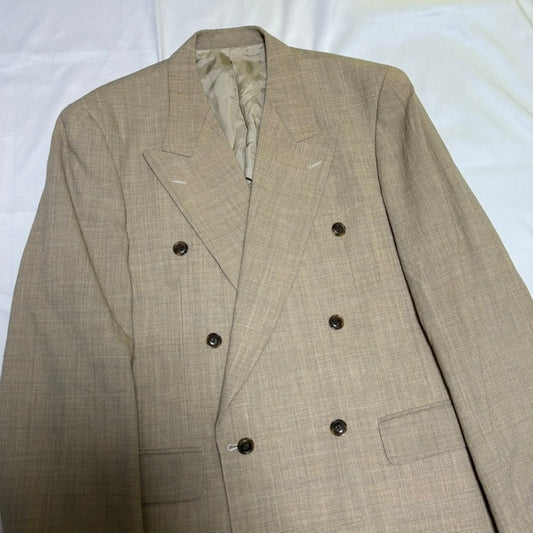 MEN'S BIGI 80s/90s Beige Glen Check Tailored Jacket