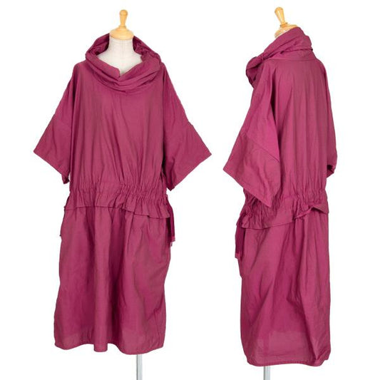 ISSEY MIYAKE 19SS Poly High-Neck Cinched Dress Pink Size 2