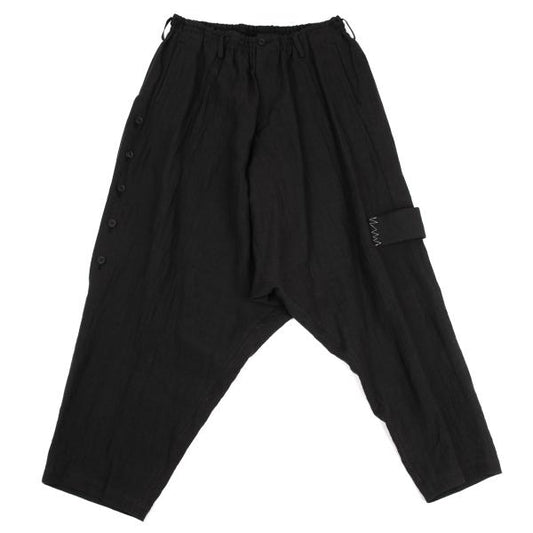 Yohji Yamamoto PH 24SS Linen Side Button Pants Black Size 2